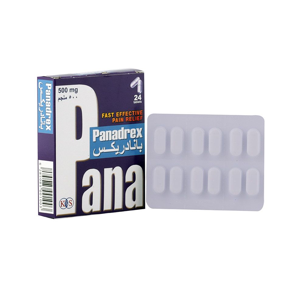 Panadrex, 500mg Tablets, Paracetamol tablets for pain relief and fever reduction, 24 tablets