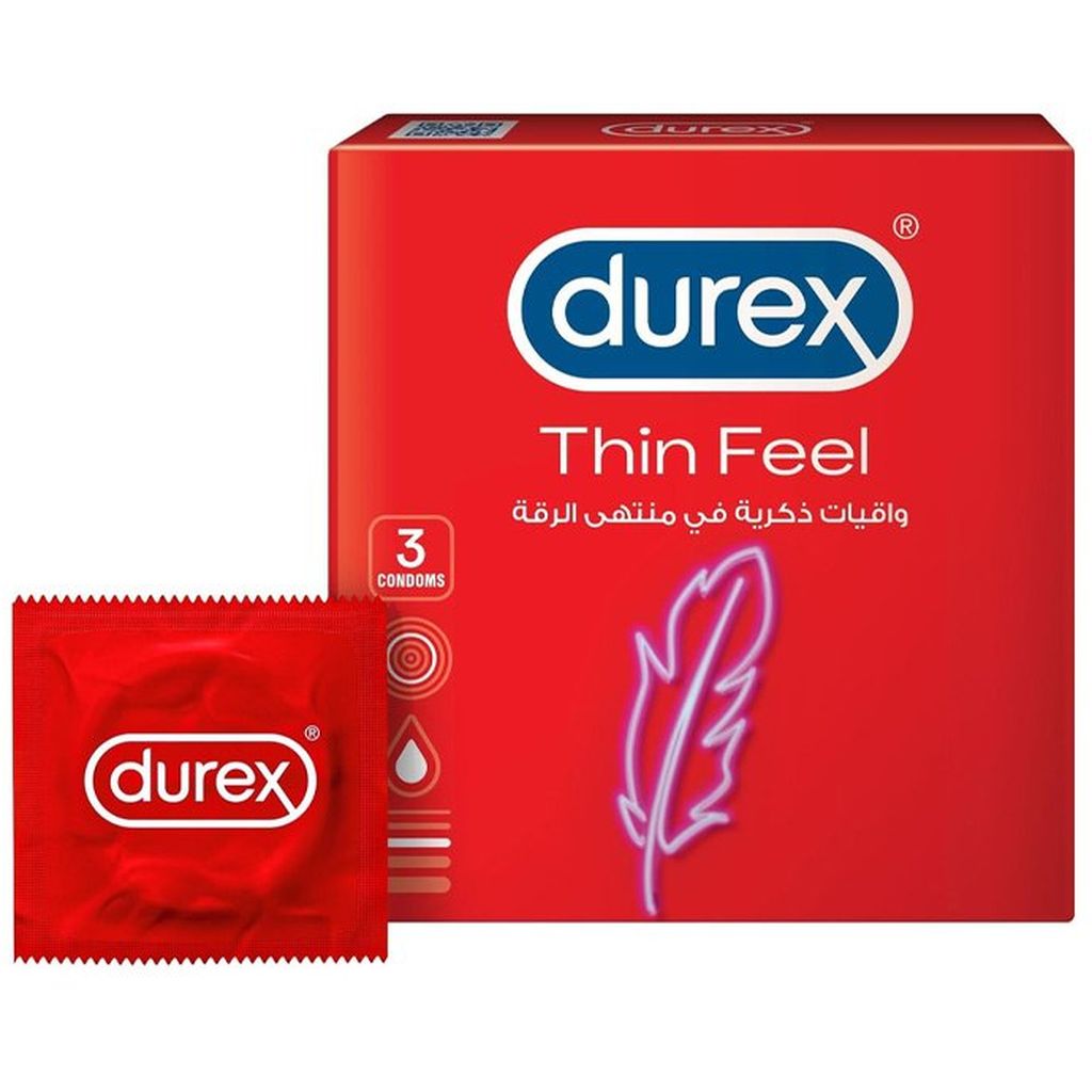 Durex, Feel Thin Featherlite Condoms, Ultra-thin condoms for natural feel, 3 condoms