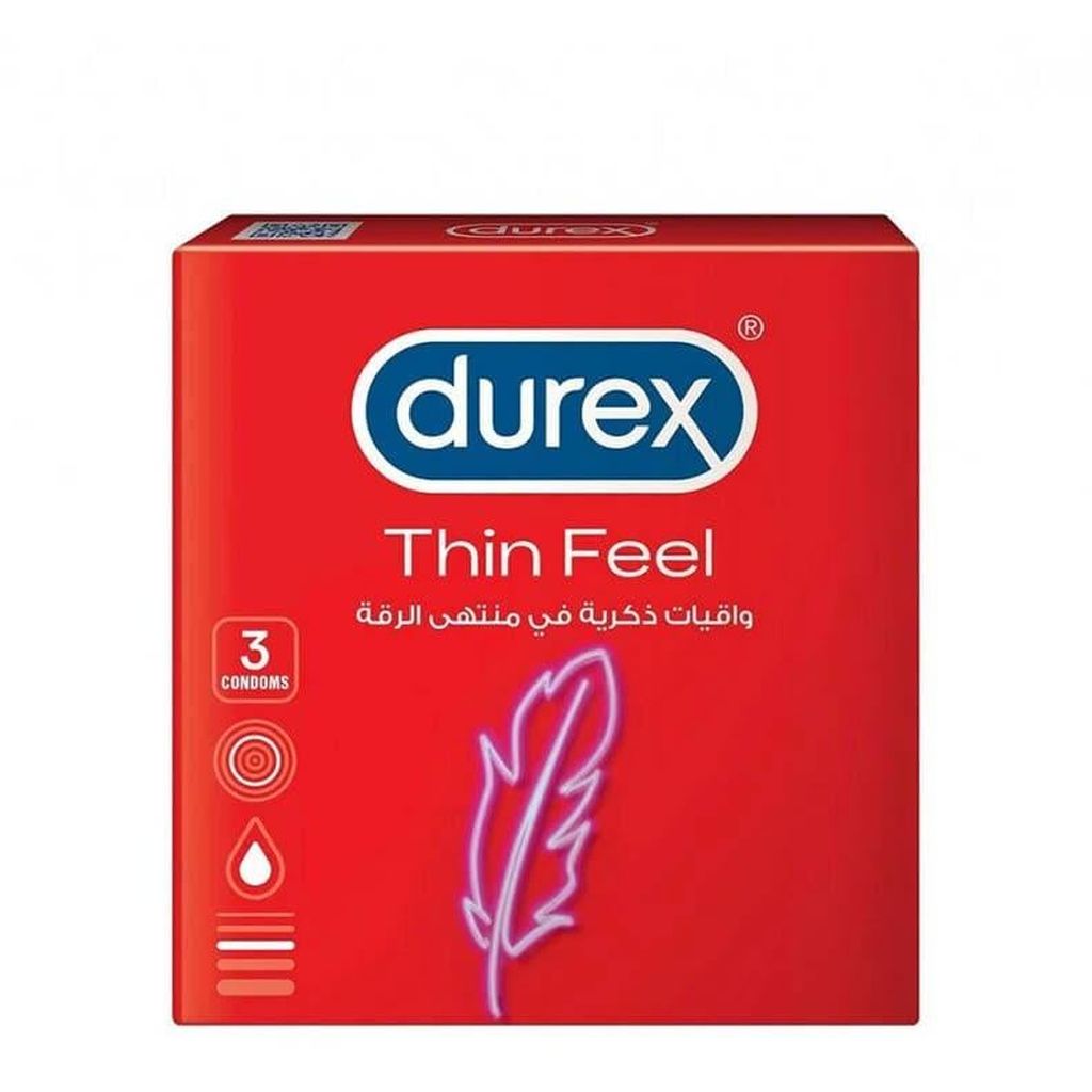 Durex, Feel Thin Featherlite Condoms, Ultra-thin condoms for natural feel, 3 condoms