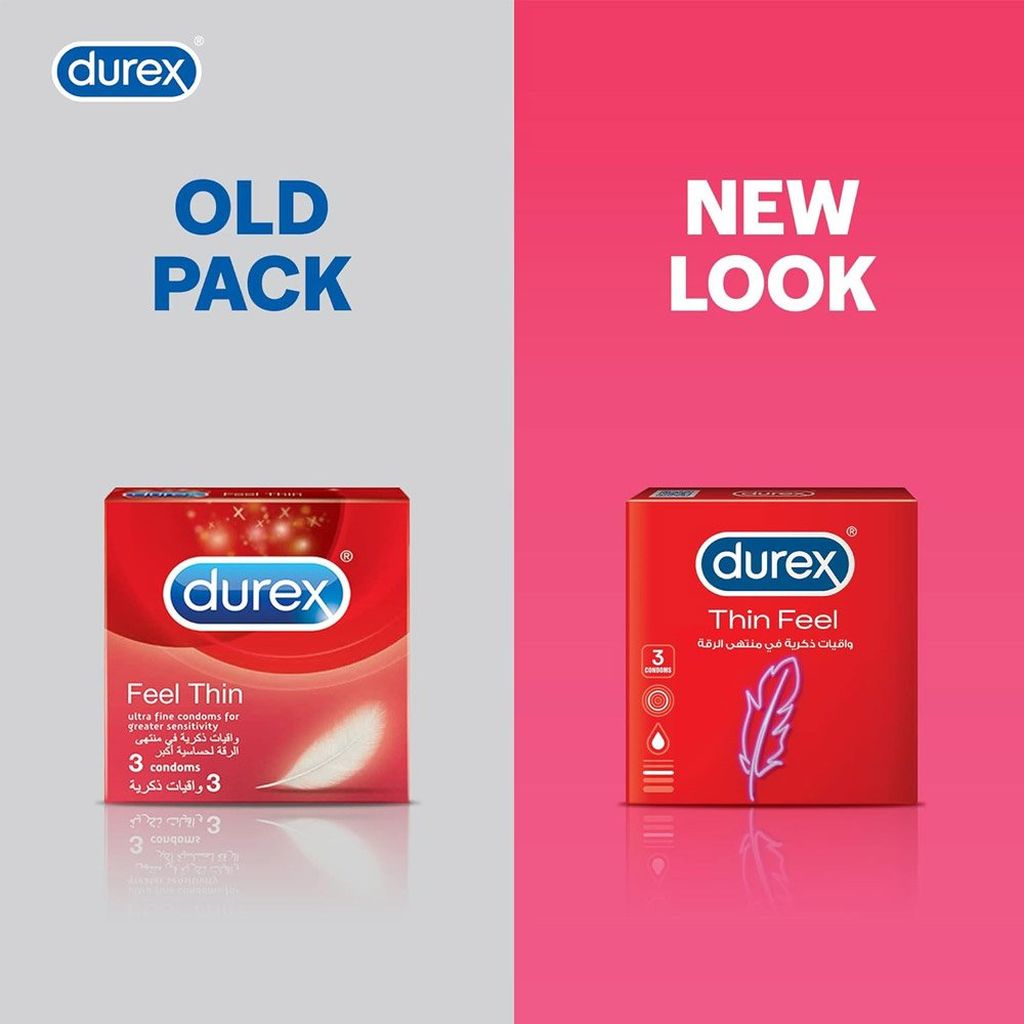 Durex, Feel Thin Featherlite Condoms, Ultra-thin condoms for natural feel, 3 condoms