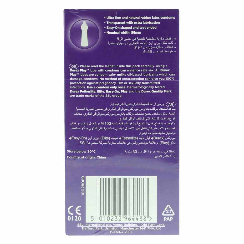 Durex, Feel Smooth Featherlite Elite Condoms, Ultra-thin condoms for natural sensation, 12 condoms