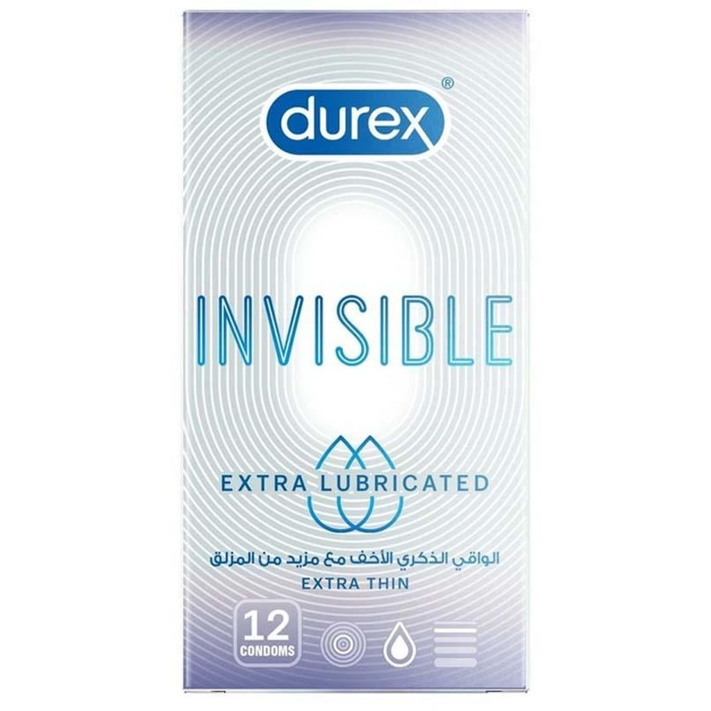 Durex, Invisible Extra Lubricant Condoms, Ultra-thin condoms with extra lubricant, 12 condoms