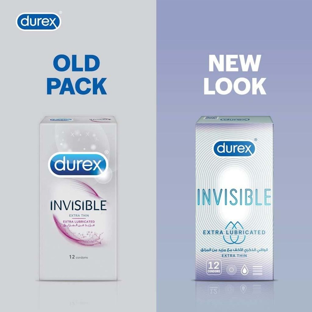Durex, Invisible Extra Lubricant Condoms, Ultra-thin condoms with extra lubricant, 12 condoms
