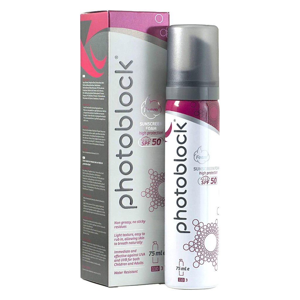 Derma Pella, Photoblock Foam Sunscreen SPF50, High protection foam sunscreen for sensitive skin, 75ml