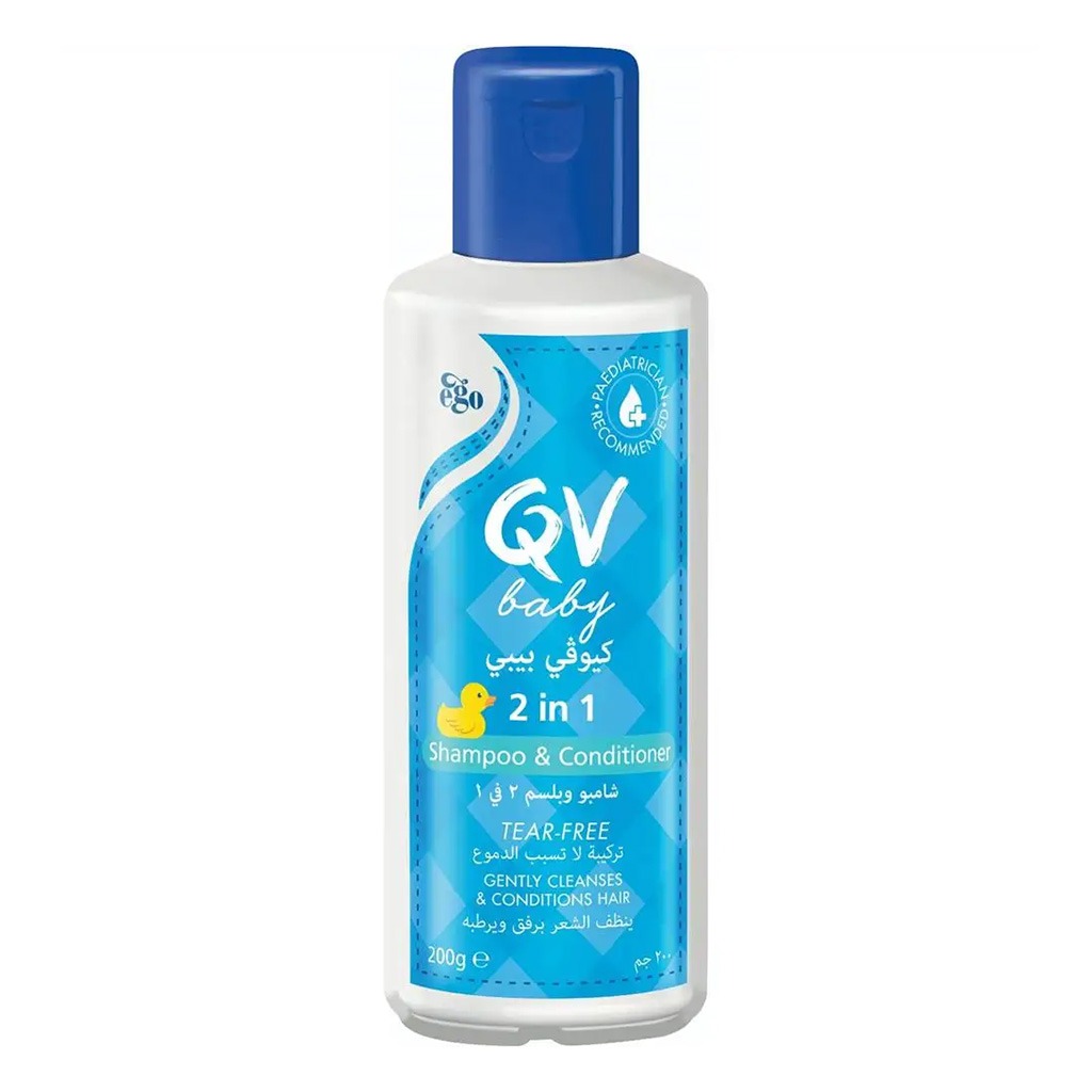 Ego QV, Baby 2 in 1 Tear Free Shampoo & Conditioner, Gentle cleansing and conditioning for baby hair, 200g