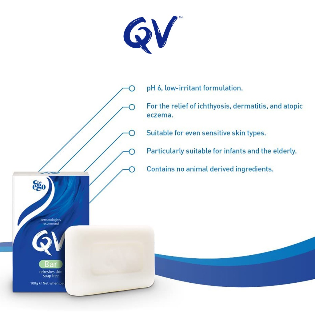 Ego QV, Bar Soap, Soap-free moisturizing cleansing bar, 100 g