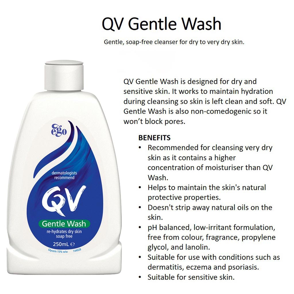 Ego QV, Gentle Body Wash for Dry Skin, Mild cleansing with moisturizing properties, 250ml