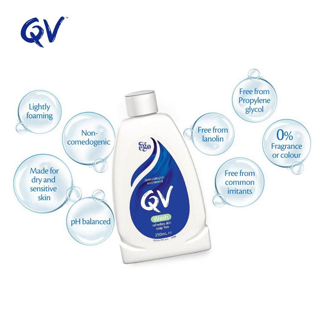 QV, Wash, Gentle cleansing wash for sensitive skin, 250 ml