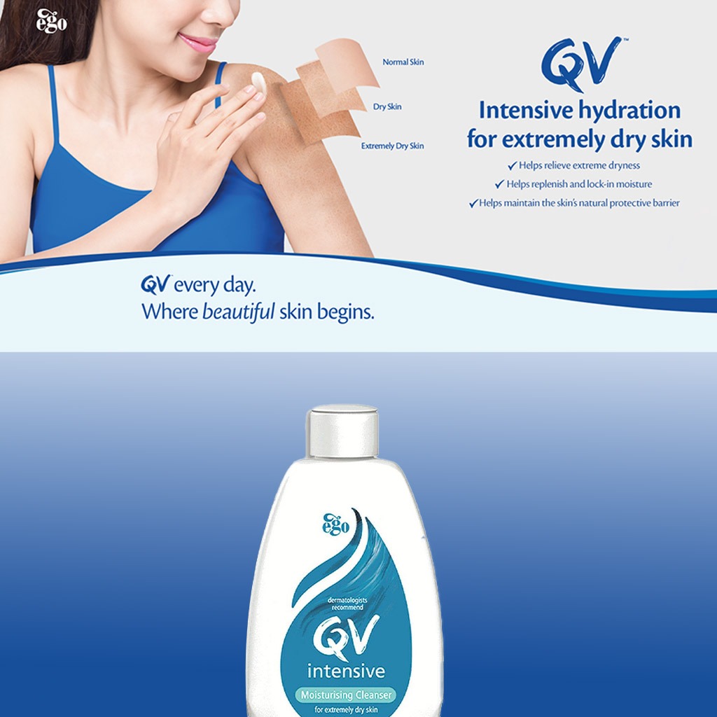 Ego QV, Intensive Moisturiser Cleanser, Deep cleansing and moisturizing cream for dry skin, 250g