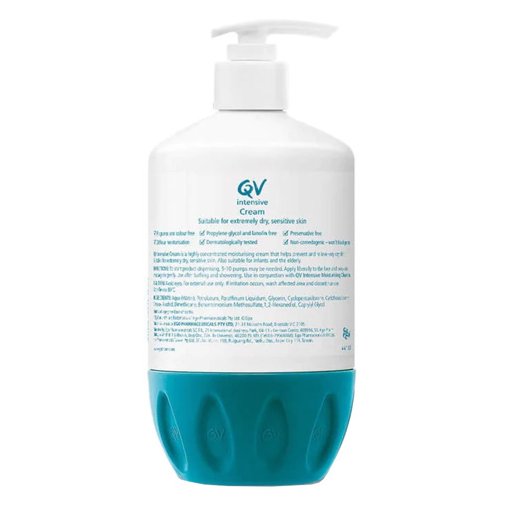 Ego QV, Intensive Body Moisturiser Cream Pump, Moisturizing cream for extremely dry sensitive skin, 500 g