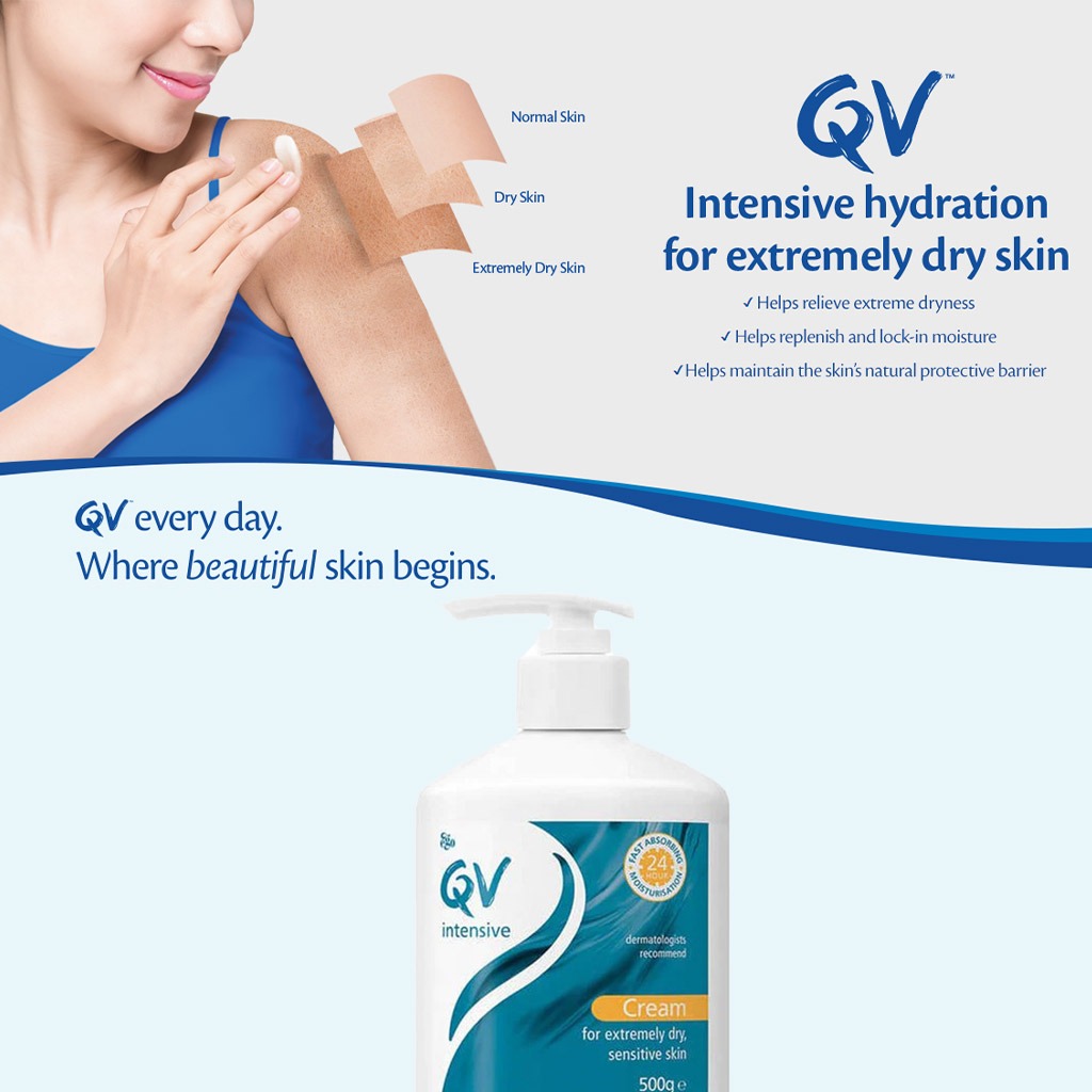 Ego QV, Intensive Body Moisturiser Cream Pump, Moisturizing cream for extremely dry sensitive skin, 500 g