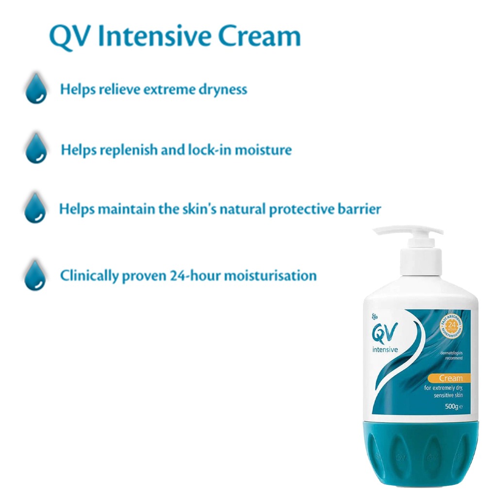 Ego QV, Intensive Body Moisturiser Cream Pump, Moisturizing cream for extremely dry sensitive skin, 500 g