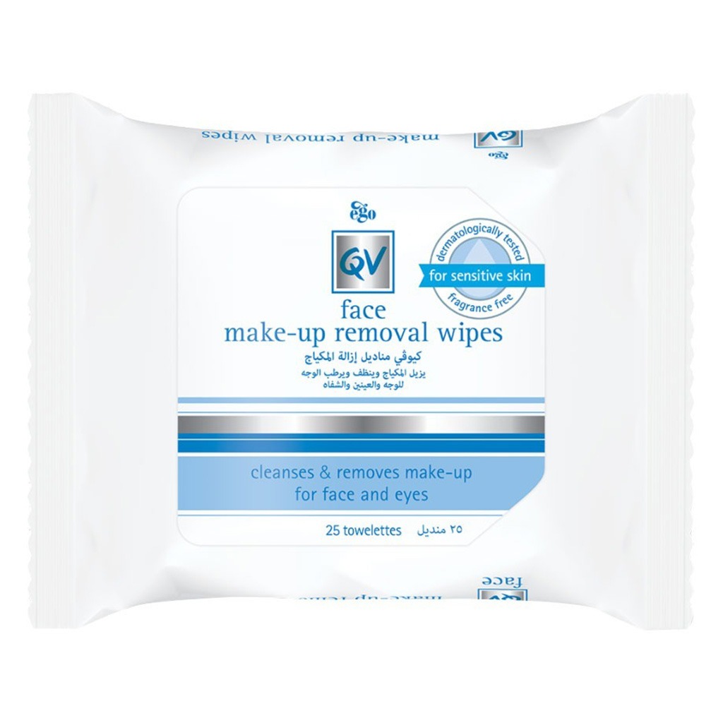 Ego QV, Face Makeup Removal Wipes, Gentle wipes to remove makeup and cleanse skin, 25 pcs