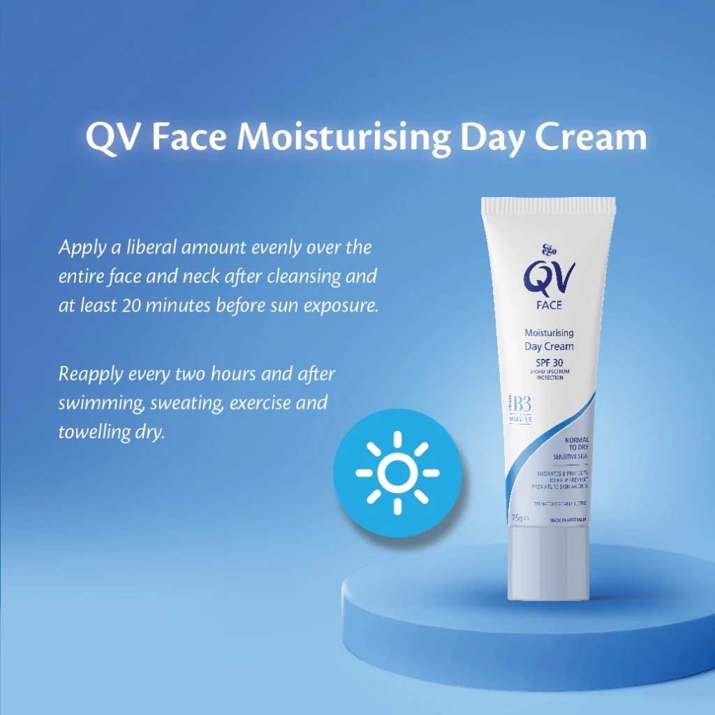 QV, Face Moisturising Day Cream SPF30+, Hydrating day cream with sun protection
