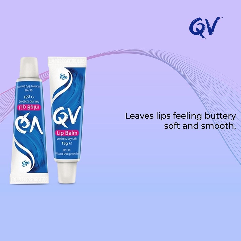 QV, Lip balm, Moisturizing lip balm for dry and chapped lips, 15 g