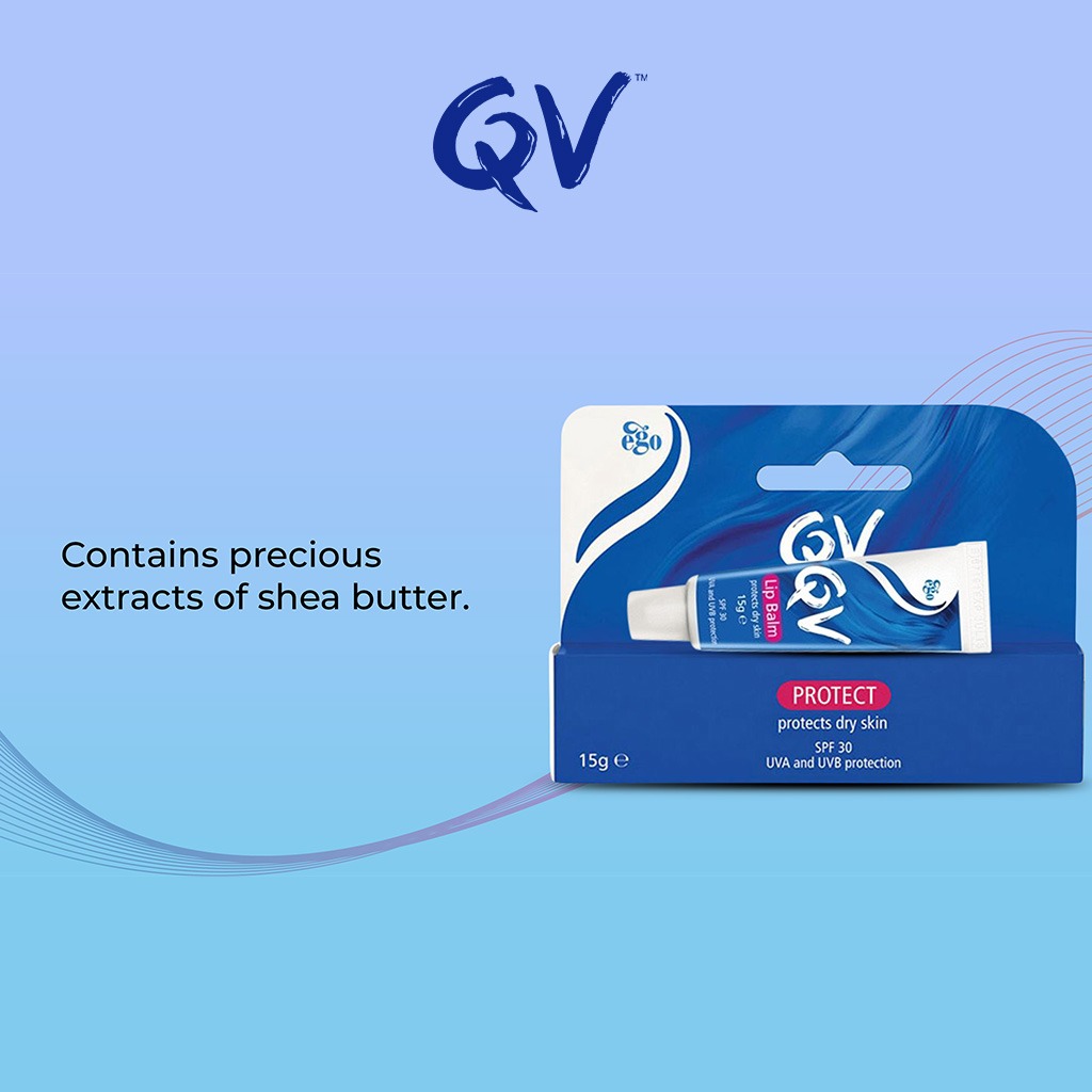 QV, Lip balm, Moisturizing lip balm for dry and chapped lips, 15 g