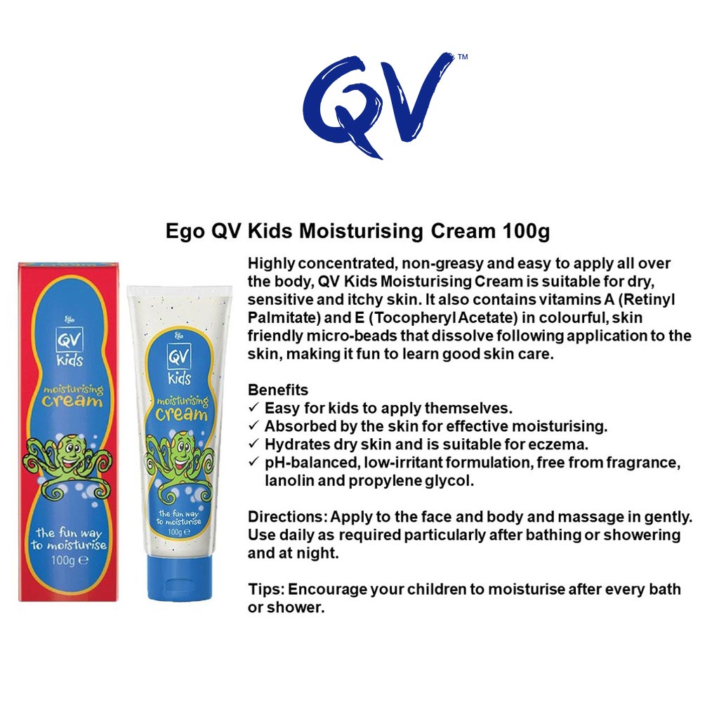 Ego, QV Kids Moisturizing Cream, Gentle moisturizing cream for children's sensitive skin, 100g