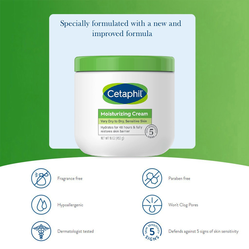 Cetaphil, Moisturizing Cream, Intensive moisturizing cream for dry sensitive skin, 453 g