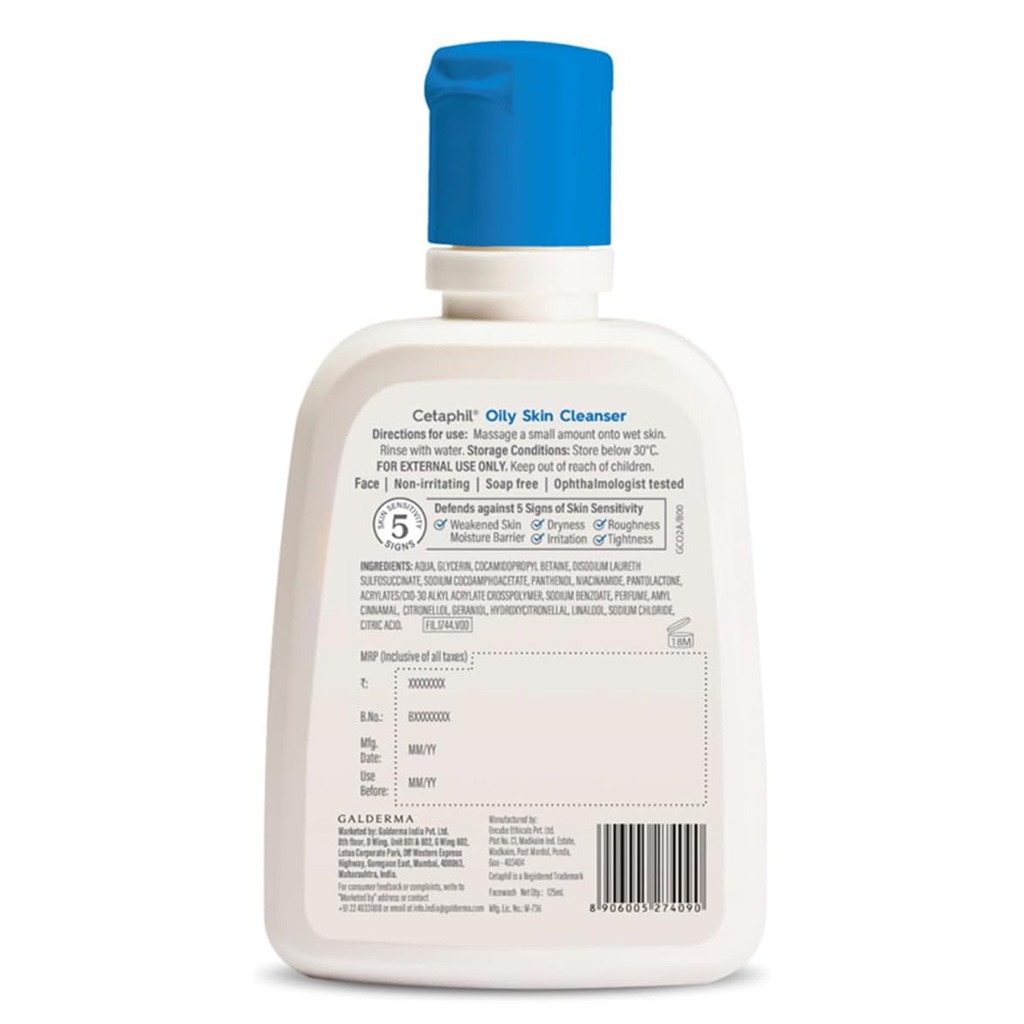 Cetaphil, Oily Skin Cleanser, Gentle cleanser for combination to oily sensitive skin, 125ml