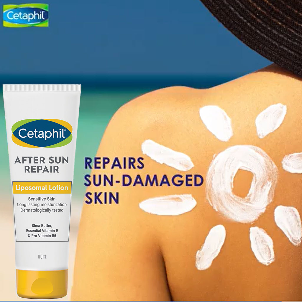 Cetaphil, Sun After Sun Repair Lotion for Body & Face, Soothing after sun lotion for skin repair, 100 ml