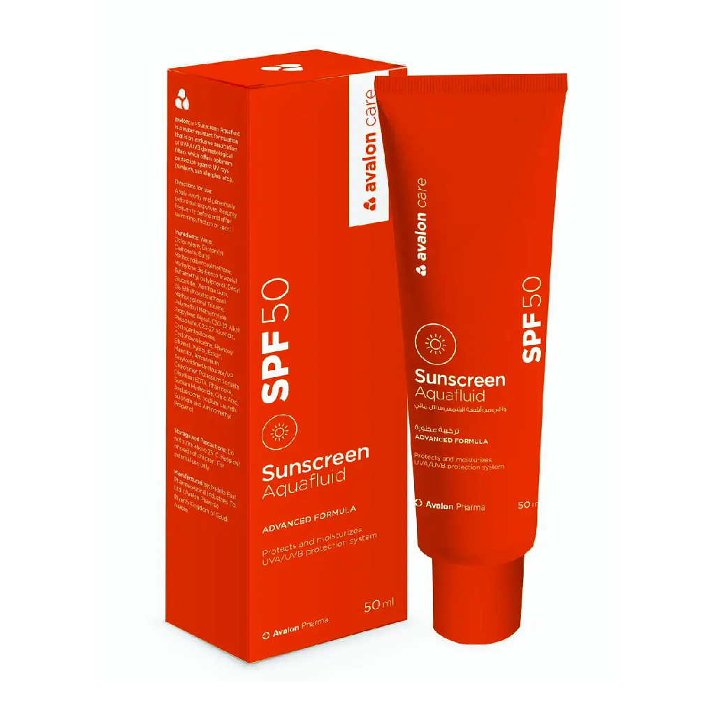 Avalon Care, Sunscreen Aquafluid SPF 50, Lightweight high protection sunscreen fluid, 50ml