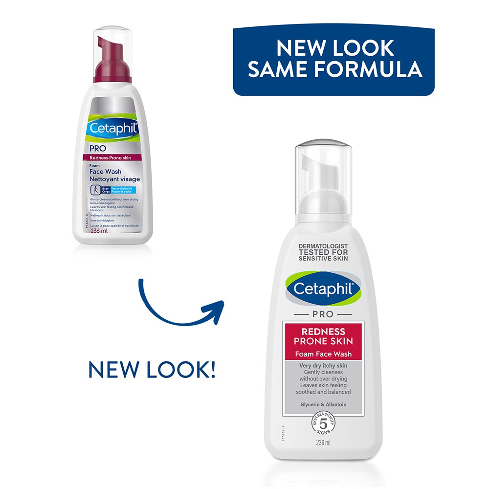 Cetaphil, Pro Redness Prone Skin Foam Face Wash, Gentle foam cleanser for redness prone skin, 236 ml
