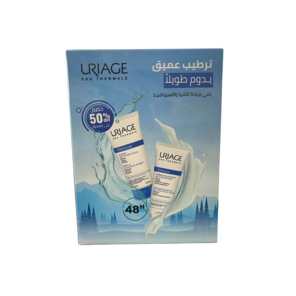 Uriage, Xemose Moisturizing Cream and Cleansing Lotion, Soothing skincare duo for dry skin, 200 ml + 200 ml
