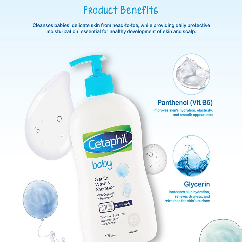 Cetaphil Baby, Gentle Wash and Shampoo, Mild cleanser for delicate baby skin and hair, 400 ml