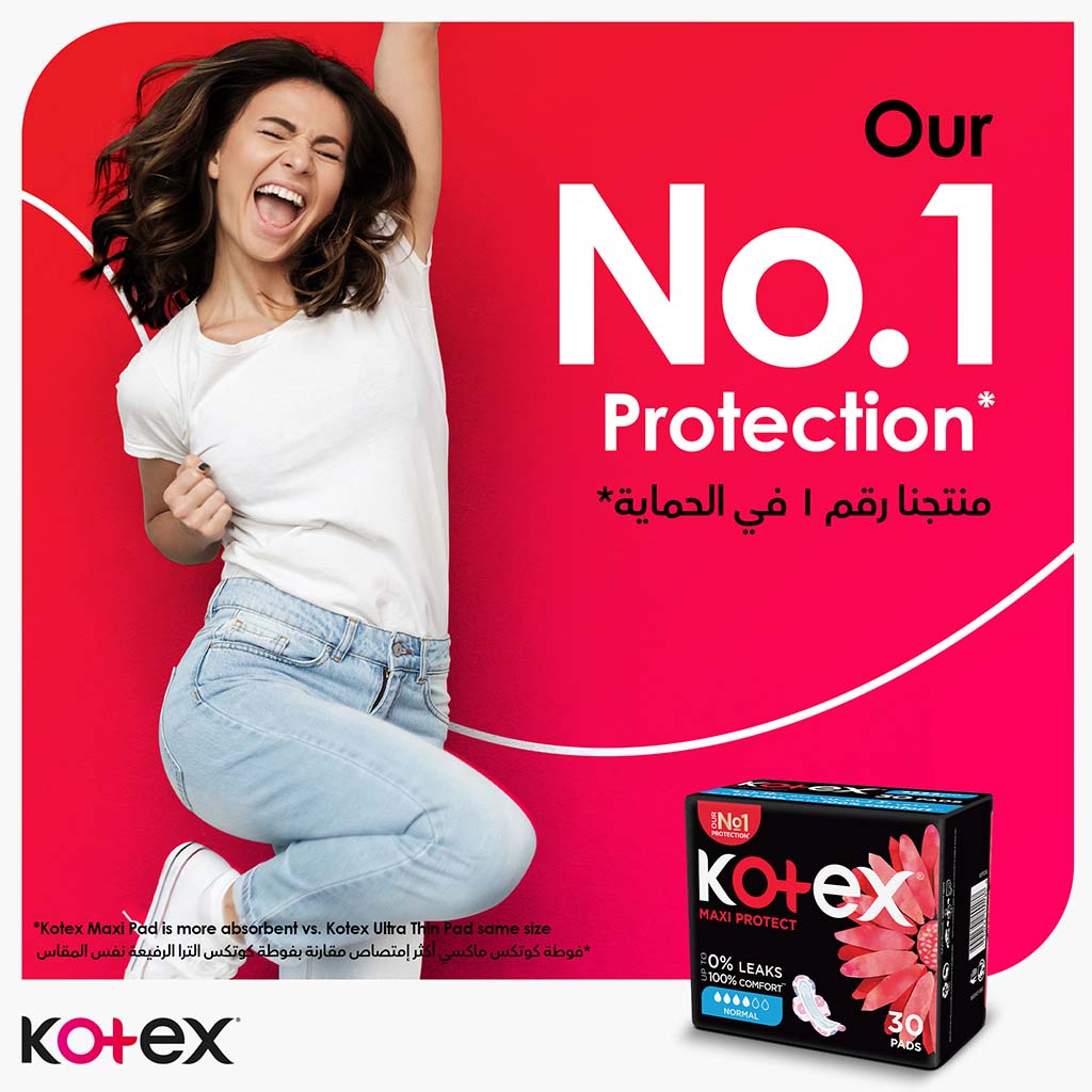 Kotex, Maxi Normal Sanitary Pads, Regular absorbency sanitary pads for daily use, 30 pads