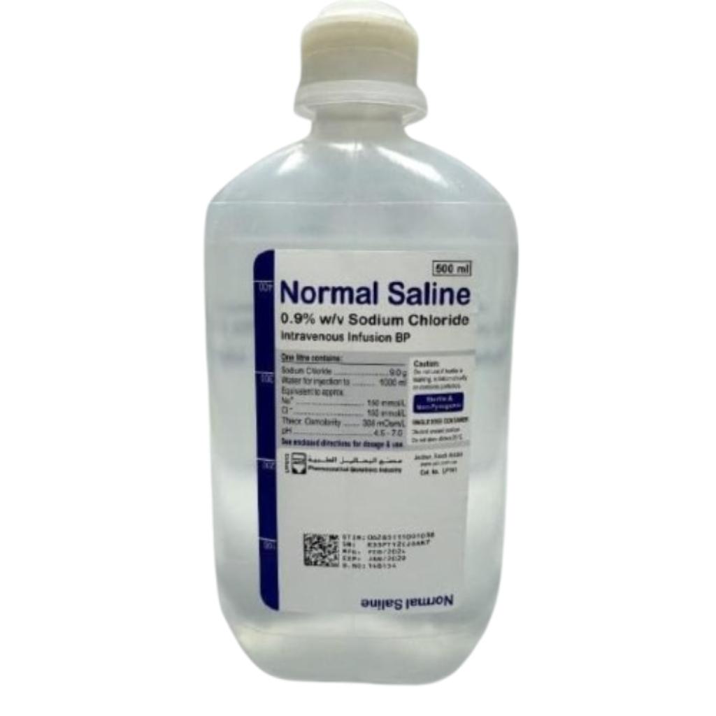 Normal Saline, 0.9% Solution for Infusion, Sterile saline solution for intravenous use, 500ml