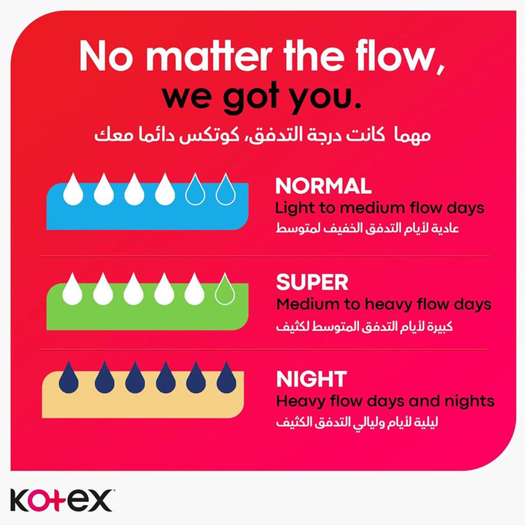 Kotex, Natural Maxi Thick Night Pads, Extra absorbent sanitary pads for overnight protection