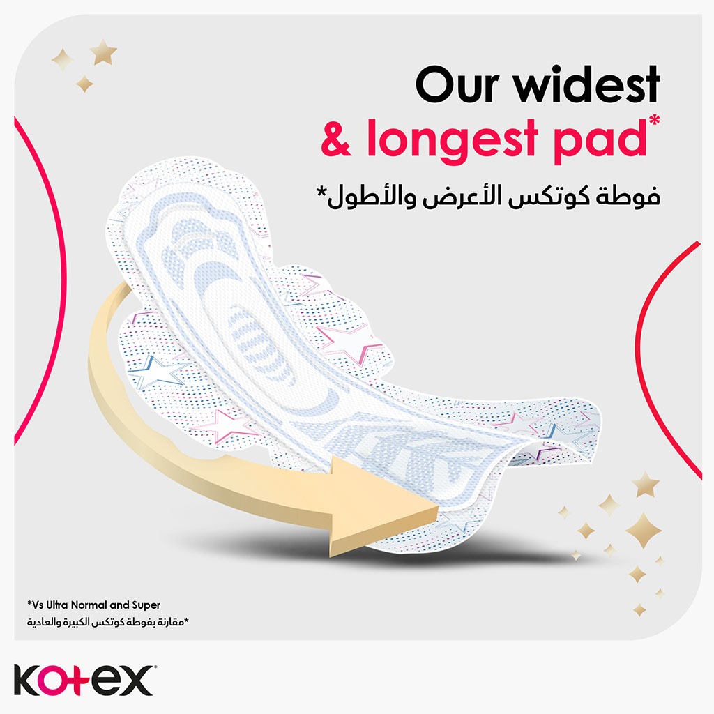 Kotex, Ultrathin Night Sanitary Pads with Wings, Overnight protection sanitary pads with wings
