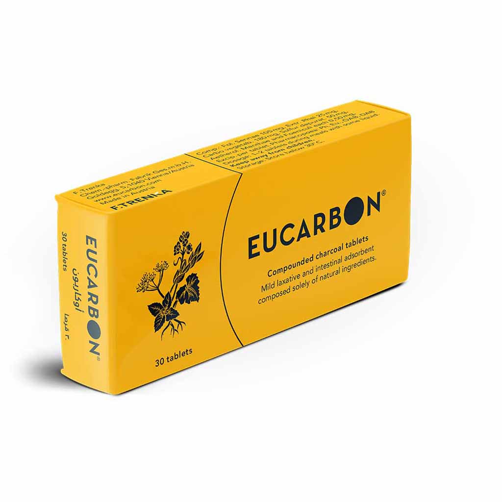 Eucarbon, Activated Charcoal Tablets, Digestive aid and toxin absorber, 30 tablets