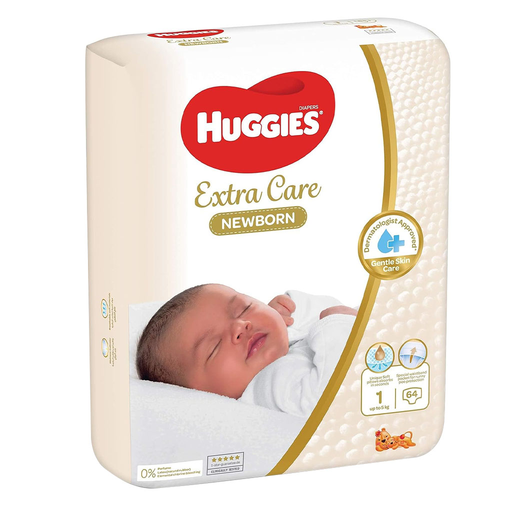 Huggies, Jumbo diapers, Extra absorbent diapers for newborns, 64 pcs
