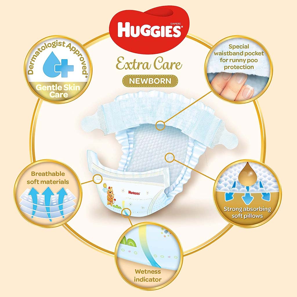 Huggies, Jumbo diapers, Extra absorbent diapers for newborns, 64 pcs