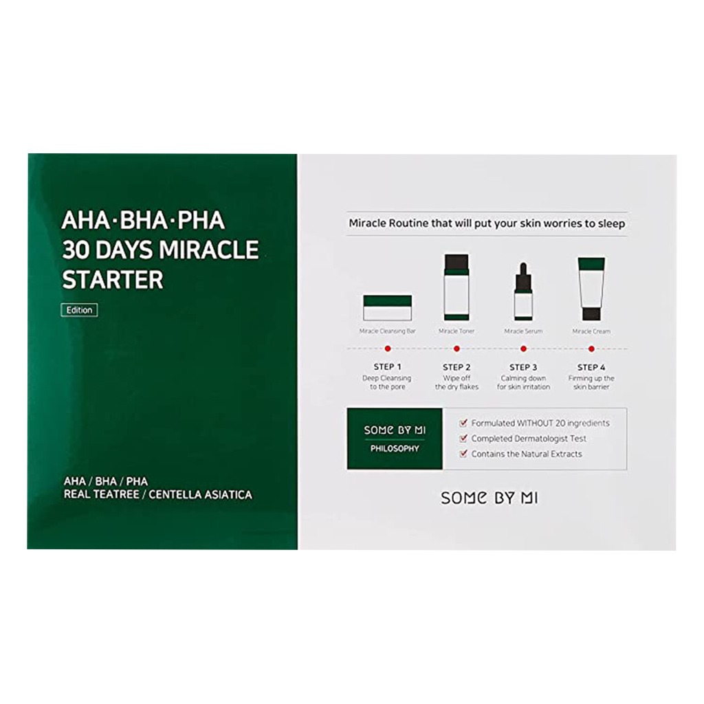 SBM, AHA-BHA-PHA 30 Days Miracle Starter Kit, Exfoliating skincare kit for radiant skin