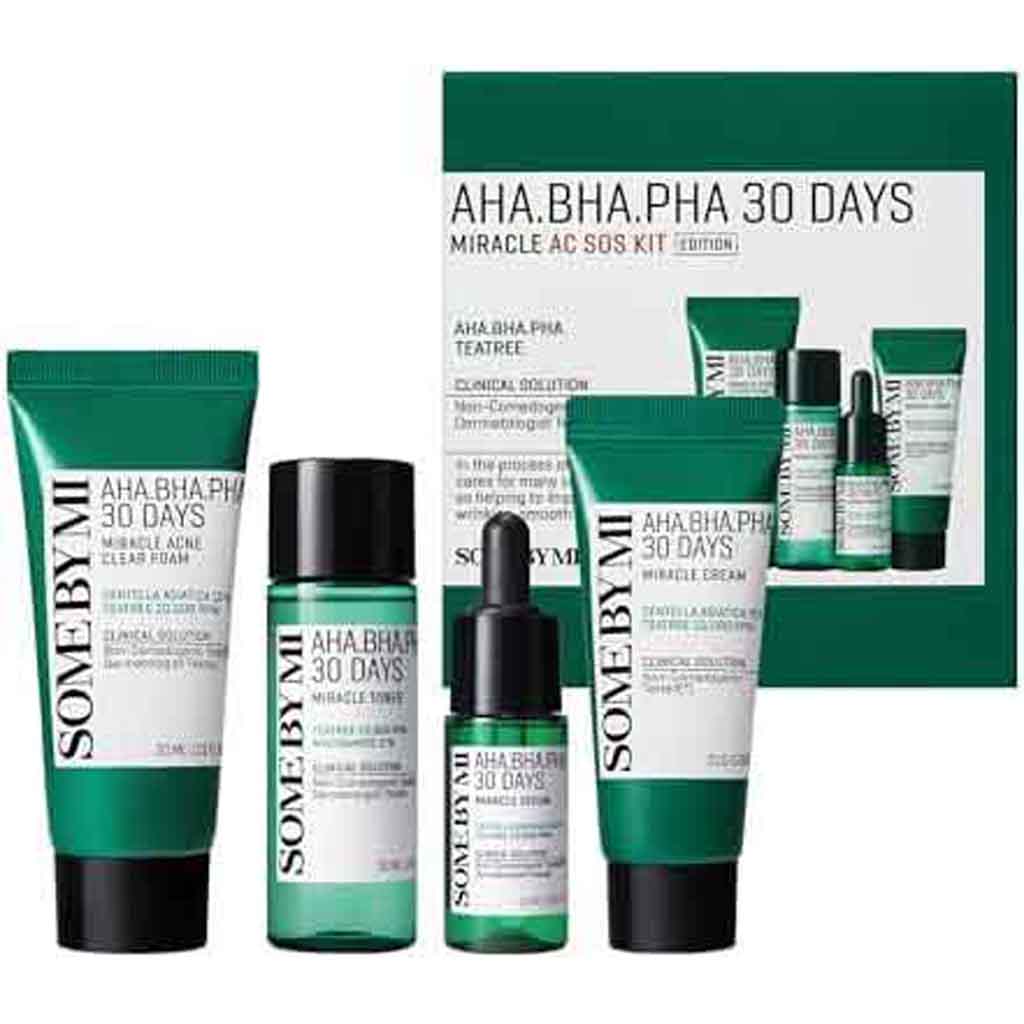 SBM, AHA-BHA-PHA 30 Days Miracle Acne SOS Kit, Complete acne care treatment kit