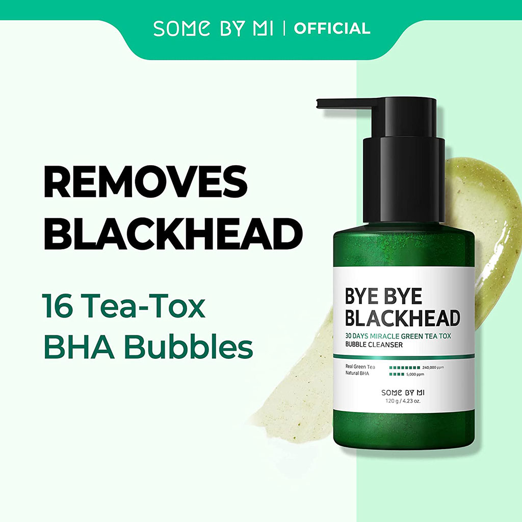 SBM, Bye Bye Blackhead 30 Days Miracle Green Tea Tox Bubble Cleanser, Deep cleansing bubble cleanser with green tea, 120g