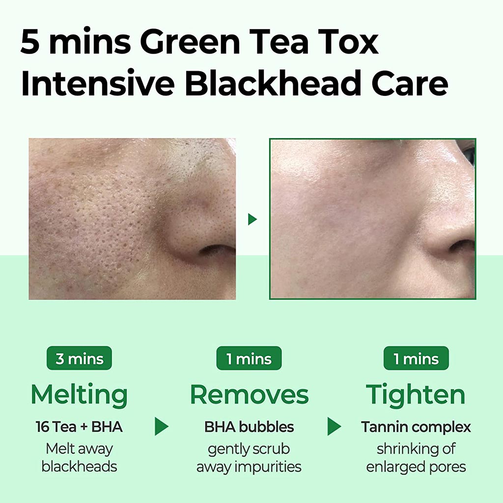 SBM, Bye Bye Blackhead 30 Days Miracle Green Tea Tox Bubble Cleanser, Deep cleansing bubble cleanser with green tea, 120g