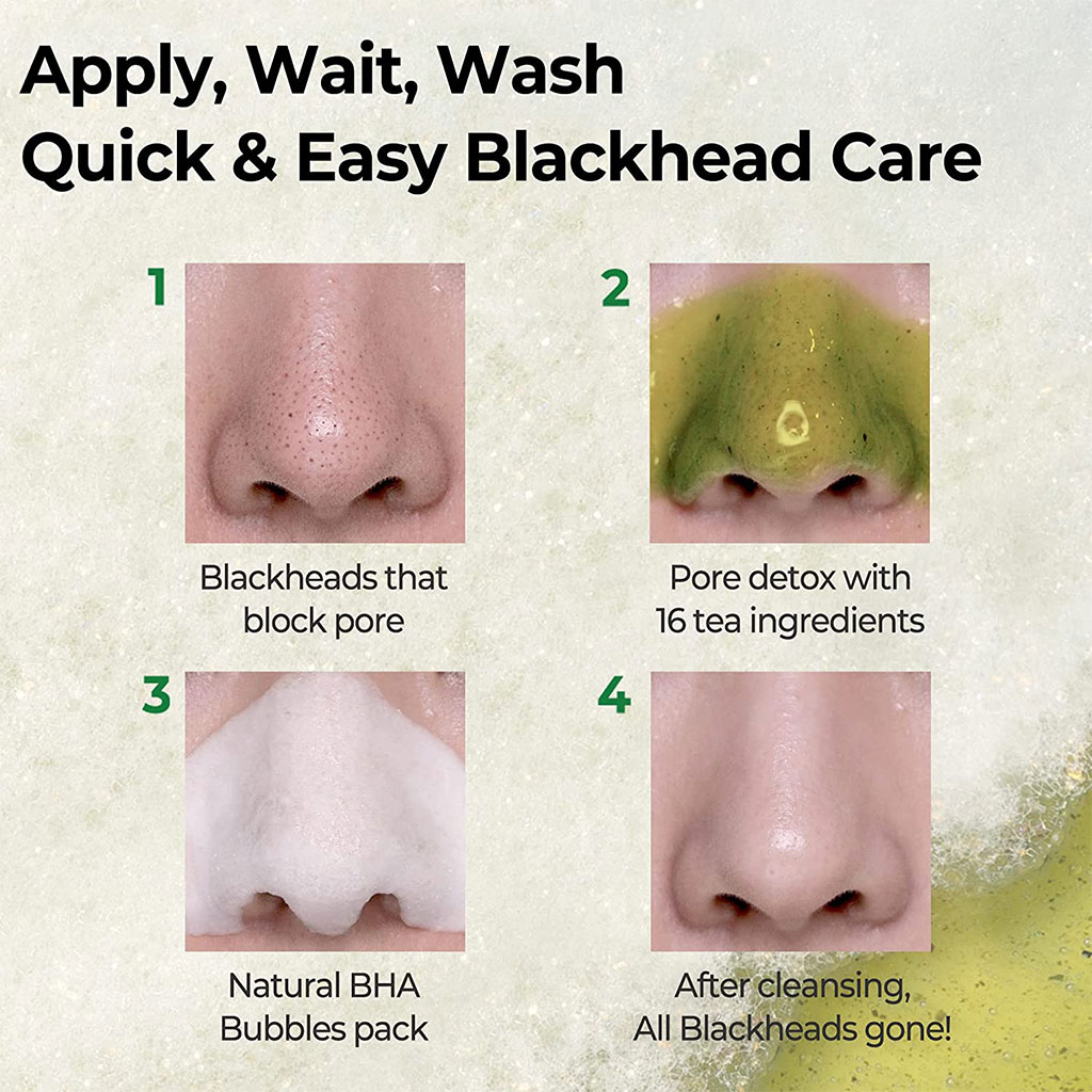 SBM, Bye Bye Blackhead 30 Days Miracle Green Tea Tox Bubble Cleanser, Deep cleansing bubble cleanser with green tea, 120g