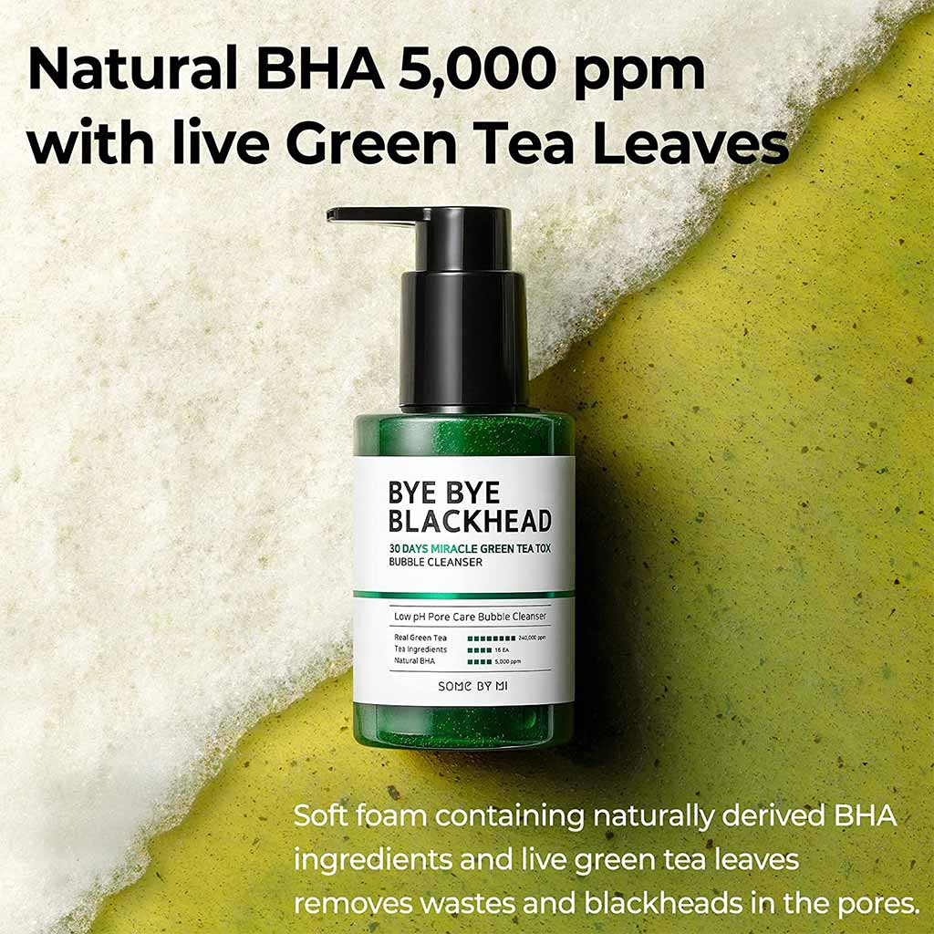 SBM, Bye Bye Blackhead 30 Days Miracle Green Tea Tox Bubble Cleanser, Deep cleansing bubble cleanser with green tea, 120g
