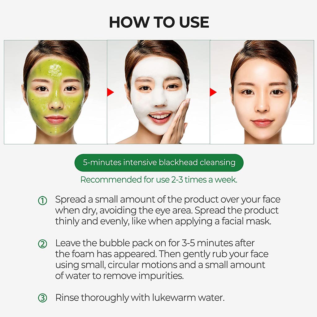 SBM, Bye Bye Blackhead 30 Days Miracle Green Tea Tox Bubble Cleanser, Deep cleansing bubble cleanser with green tea, 120g