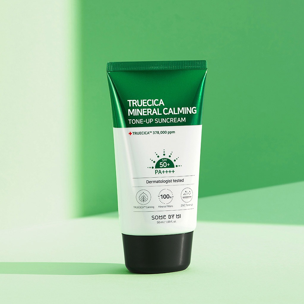 SBM, Truecica Mineral Calming Tone-Up Suncream, Calming mineral sunscreen with tone-up effect, 50ml