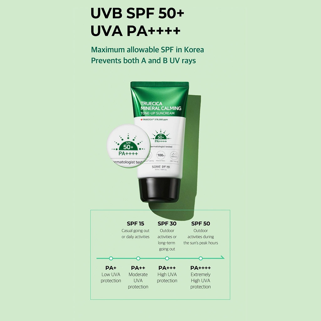 SBM, Truecica Mineral Calming Tone-Up Suncream, Calming mineral sunscreen with tone-up effect, 50ml