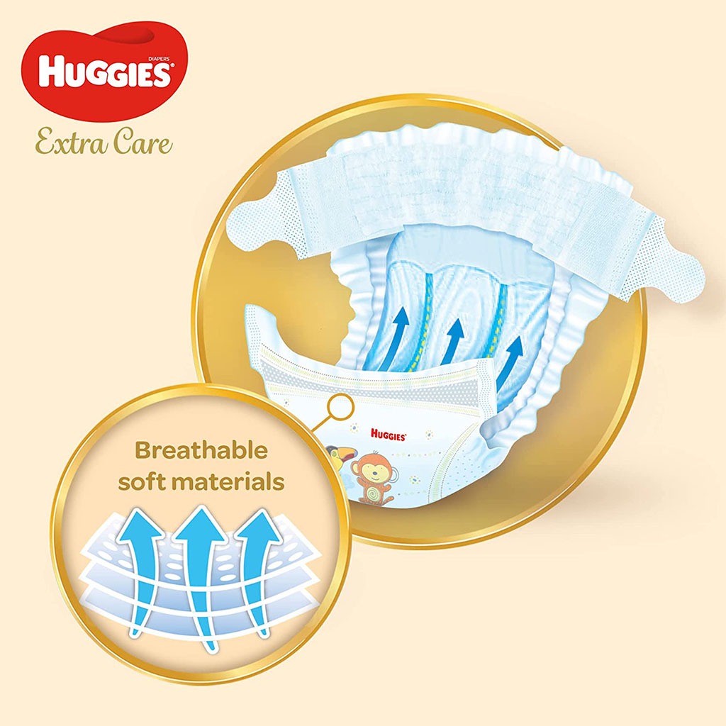 Huggies Extra Care Baby Diapers, Size 4+, For 10-16kg Baby, Promo Jumbo Pack of 64's