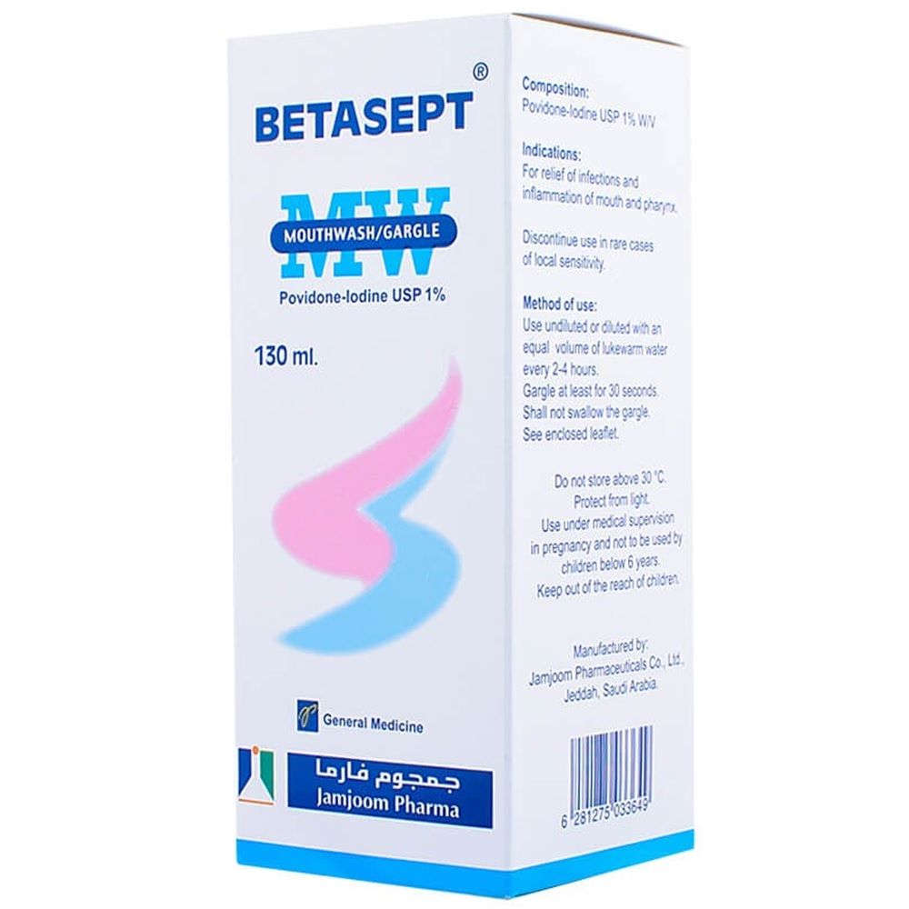 Betasept, Mouthwash, Antiseptic oral rinse for fresh breath, 130ml