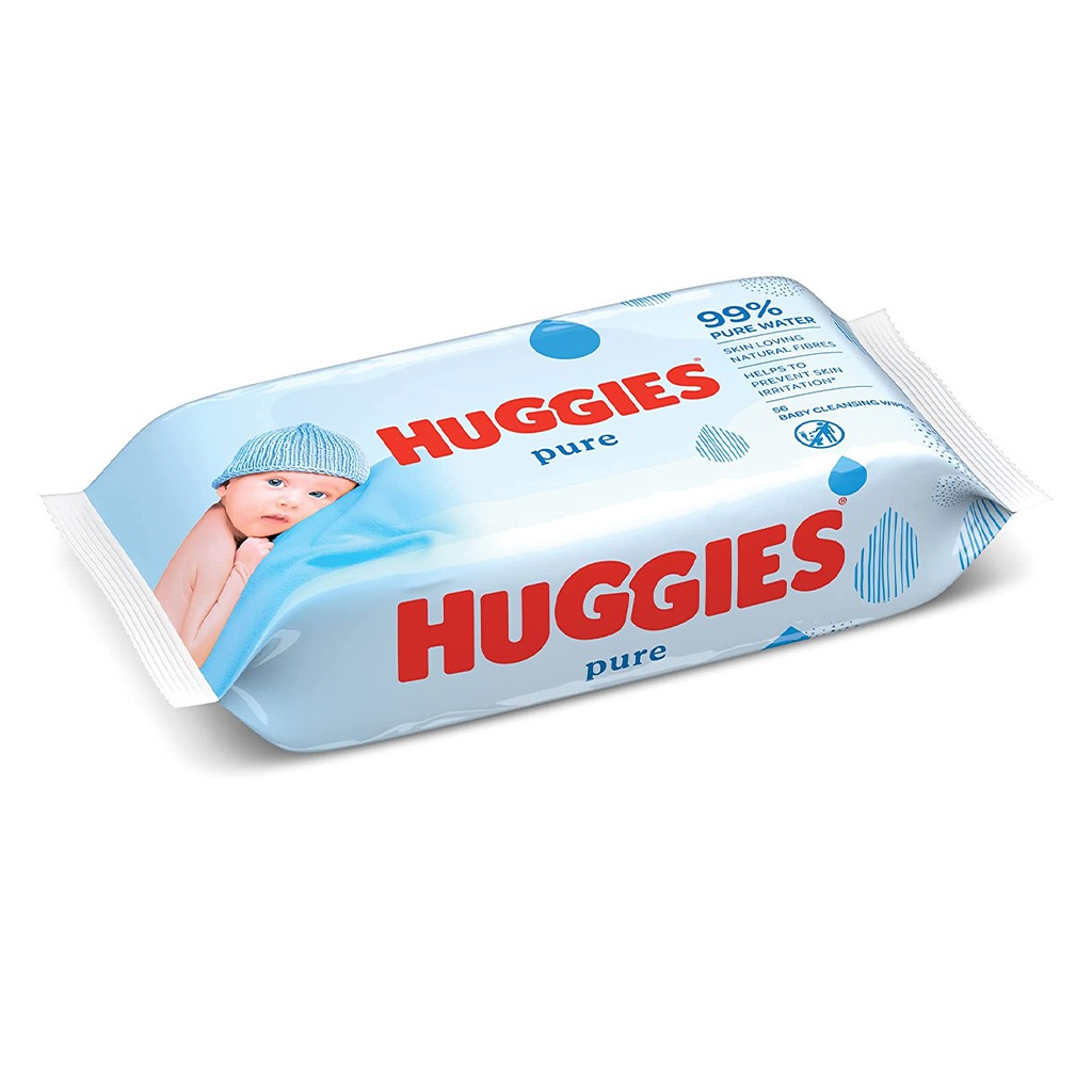 Huggies Pure Baby Wet Wipes With 99% Pure Water For Cleansing, Pack of 56's