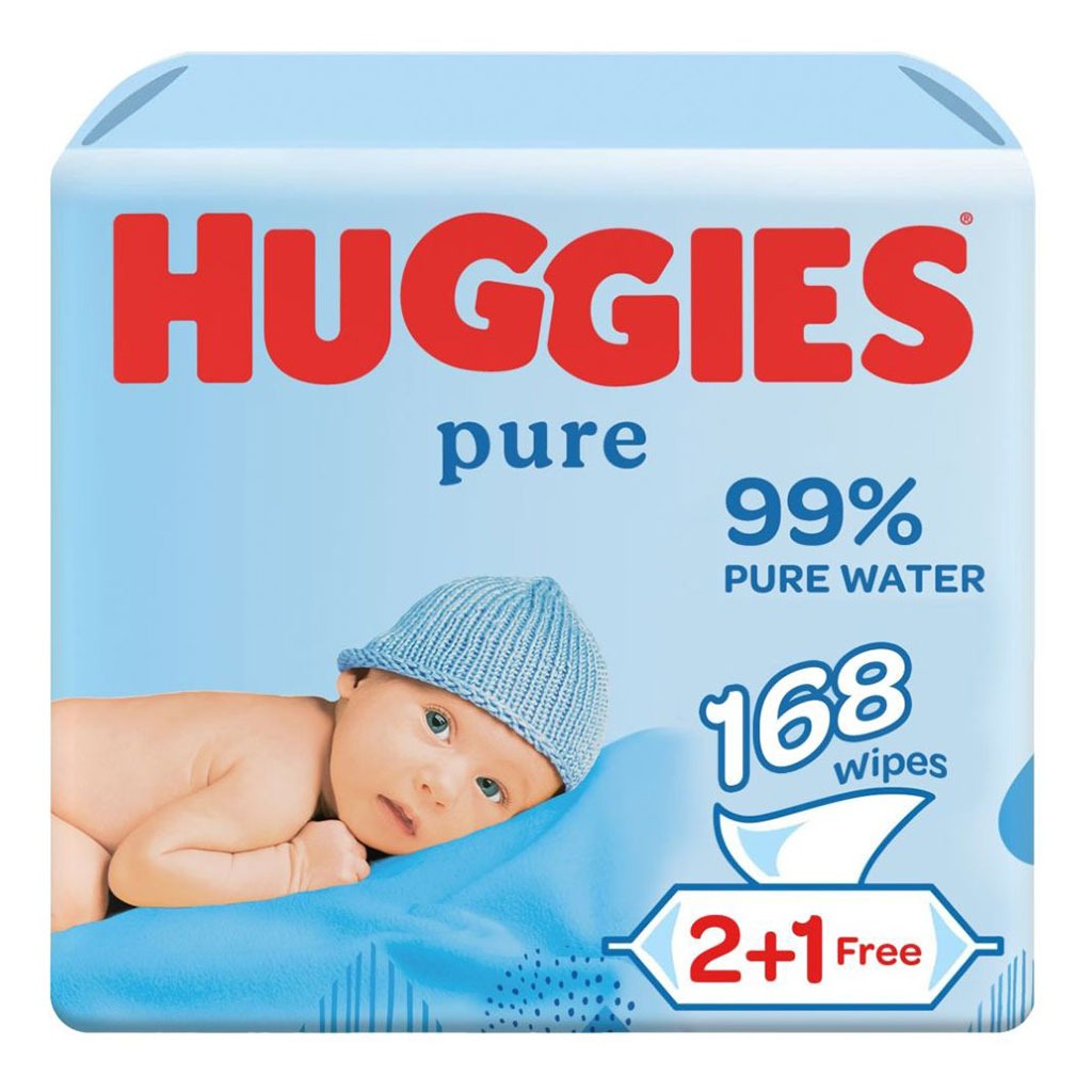 Huggies, Baby Wipes Pure Triplo, Gentle triple pack baby wipes for sensitive skin