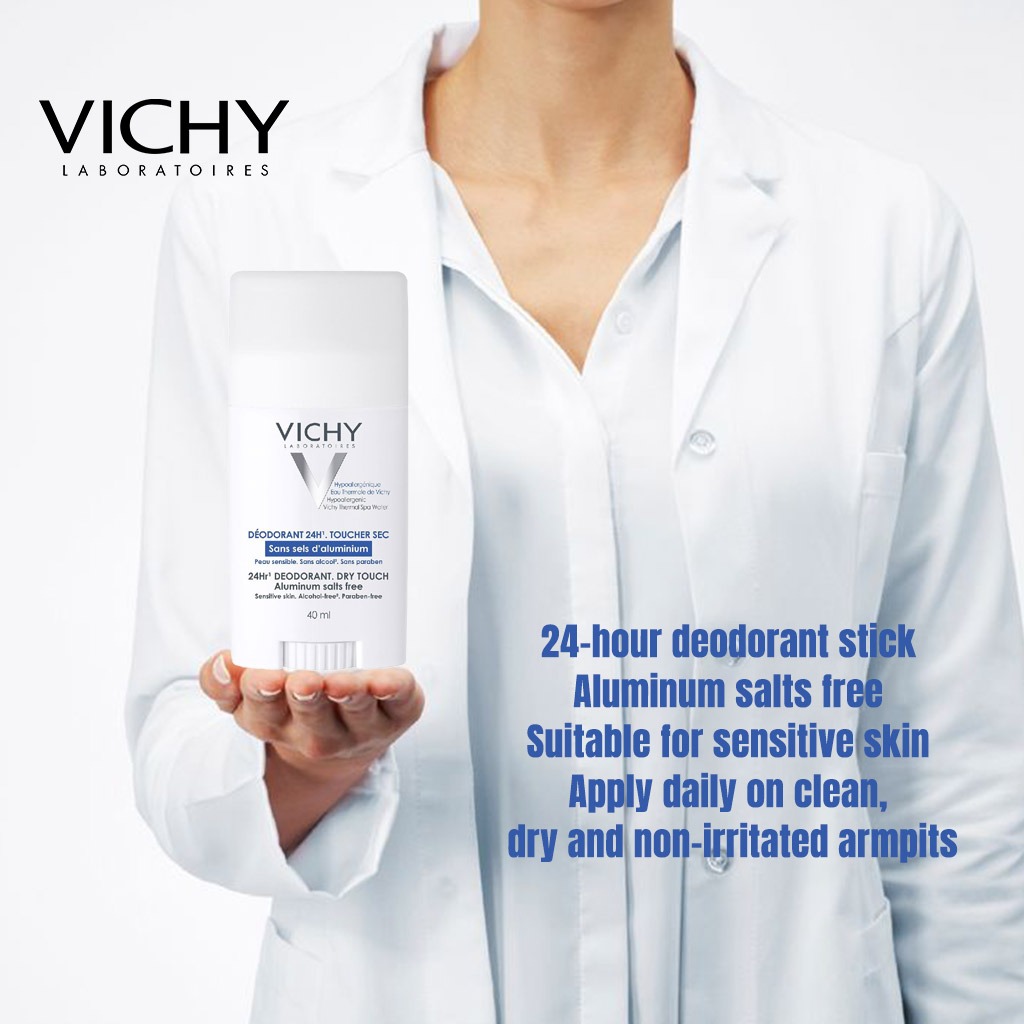 Vichy, Deodorant Stick Sensitive Skin, Soothing deodorant stick for sensitive skin