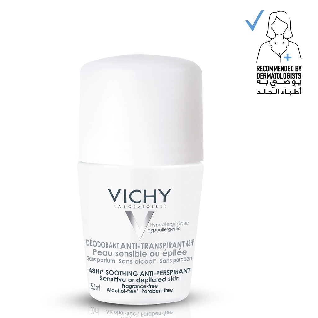 Vichy, Deodorant Roll-On Sensitive Skin, Gentle anti-perspirant deodorant for sensitive skin